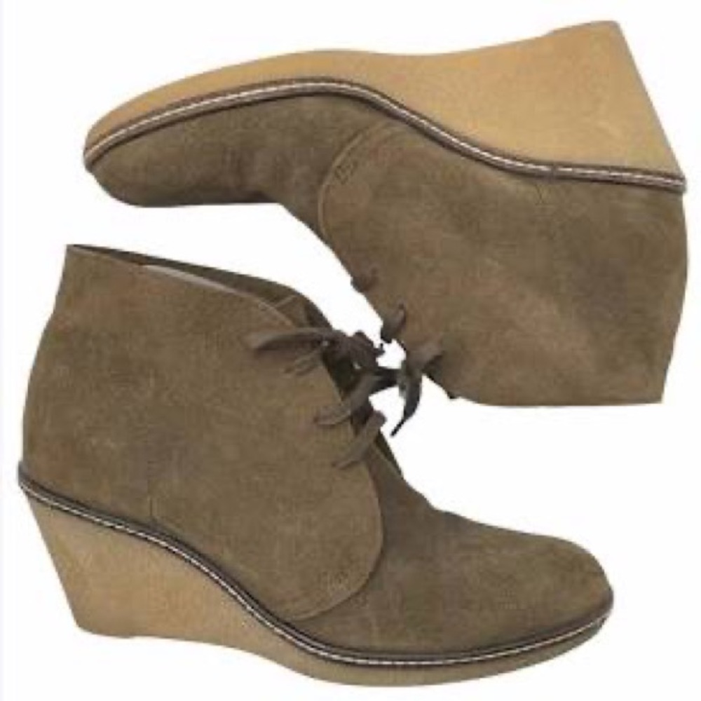 J. Crew MacAlister suede wedge boots in olive green